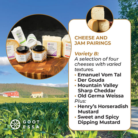 Cheese and Jam Pairing - B (1.5 lbs. of 4 Cheeses & 2 4 oz Condiments)