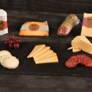 various cheeses and salami