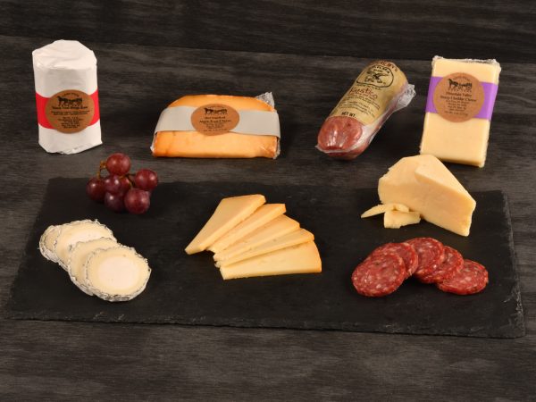 various cheeses and salami